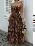 Women's Elegant Chic Fashion Polka Dot Print Halter Dress