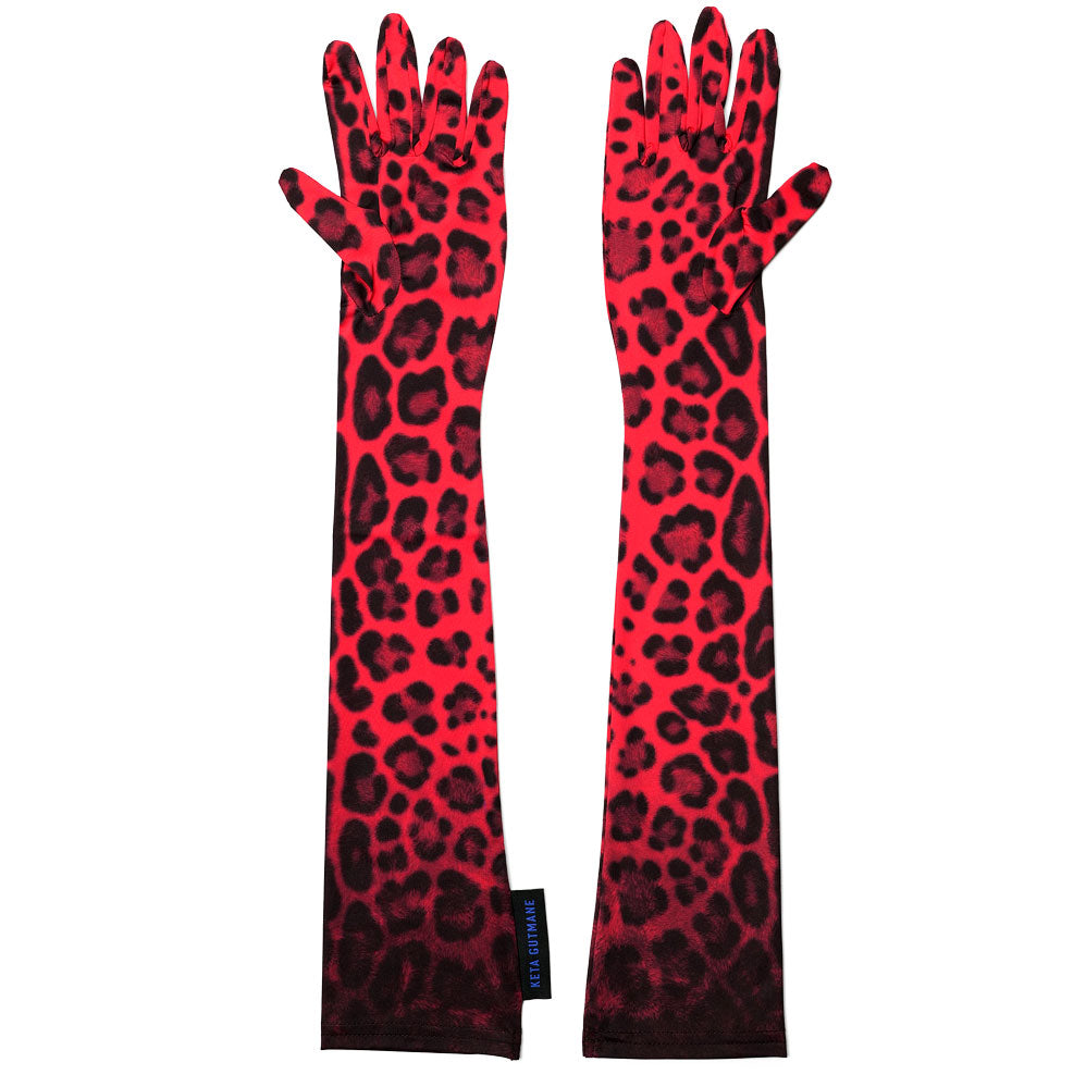 Red Leopard Long Gloves
