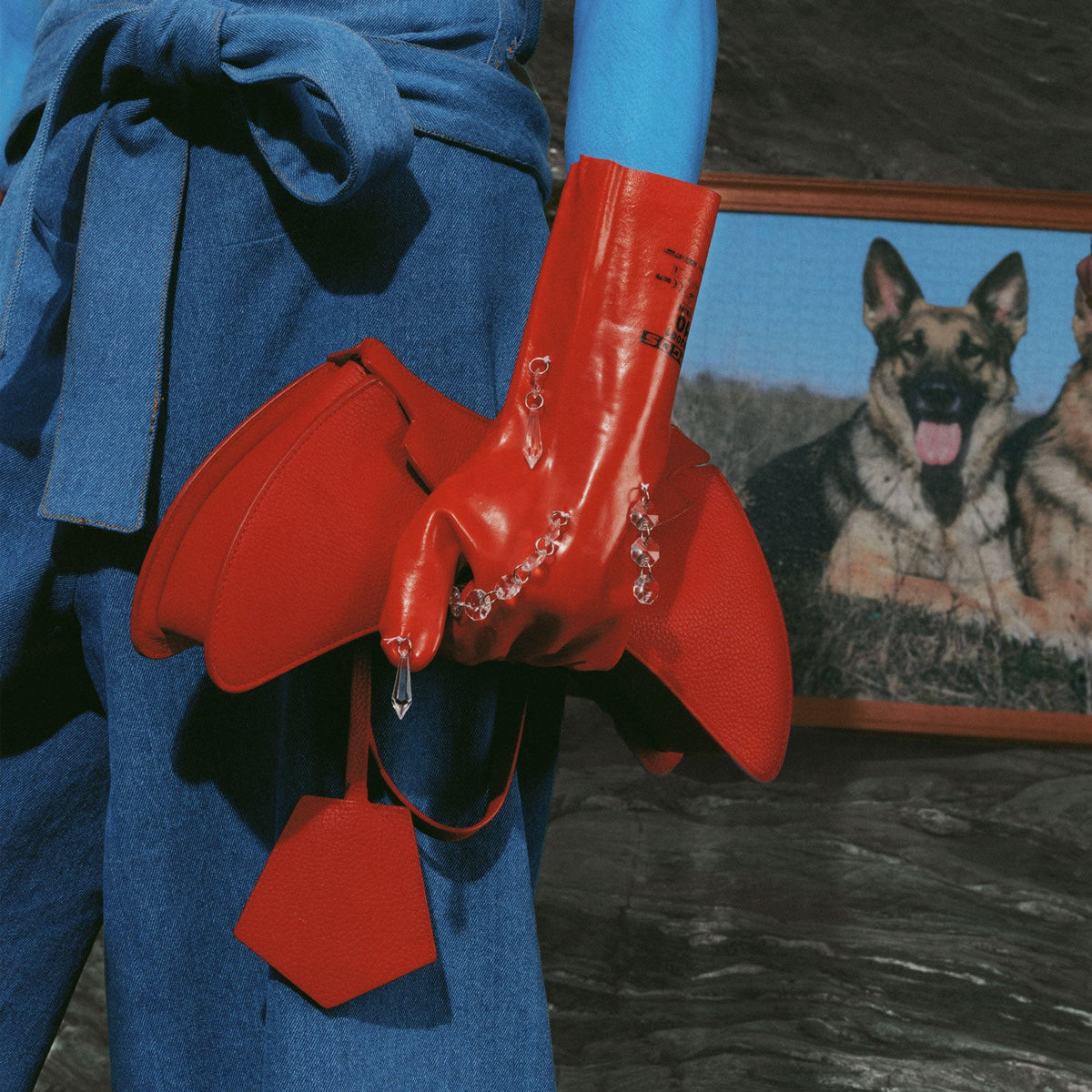 Dead Stock Leather Manette Hand Bag, Red