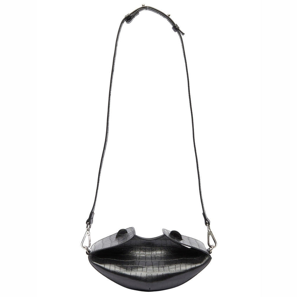 Dead Stock Black Croco Leather Minibox Cross- Body Bag