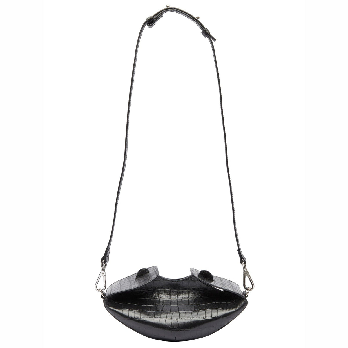Dead Stock Black Croco Leather Minibox Cross- Body Bag