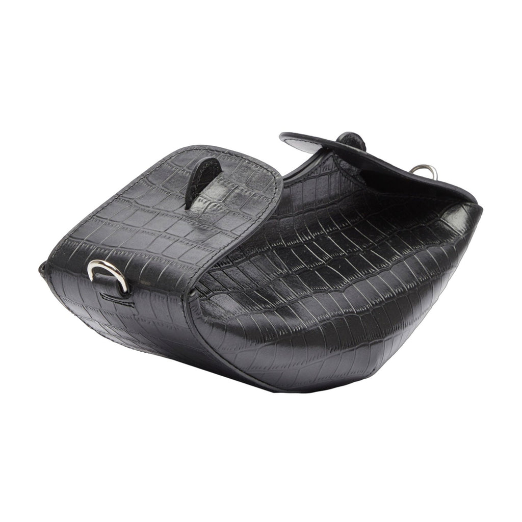 Dead Stock Black Croco Leather Minibox Cross- Body Bag