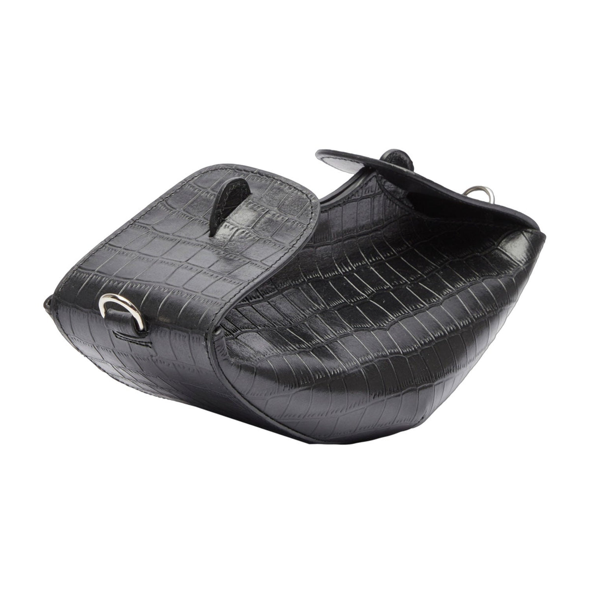 Dead Stock Black Croco Leather Minibox Cross- Body Bag