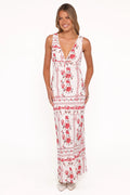 Amore Bias Cut Maxi Dress – Red Rose Floral Elegant Maxi Dress