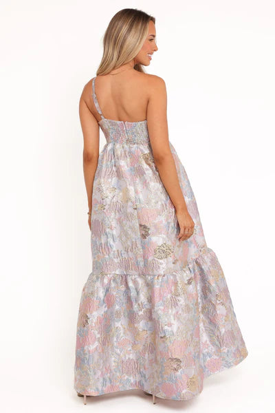 Betina Bow Front Maxi Dress – Pale Blue Floral One Shoulder Maxi Dress