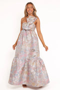 Betina Bow Front Maxi Dress – Pale Blue Floral One Shoulder Maxi Dress