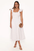 Bronte Midi Dress – White Cotton Square Neck Midi Dress