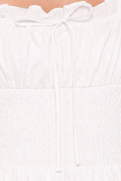 Bronte Midi Dress – White Cotton Square Neck Midi Dress