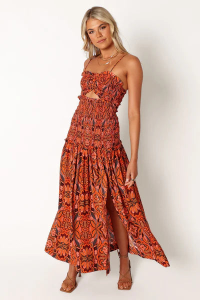 Cecil Midi Dress – Harvest Moon Floral Sweetheart Midi Dress