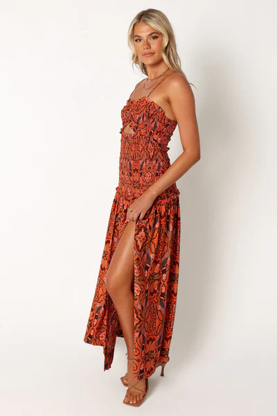 Cecil Midi Dress – Harvest Moon Floral Sweetheart Midi Dress