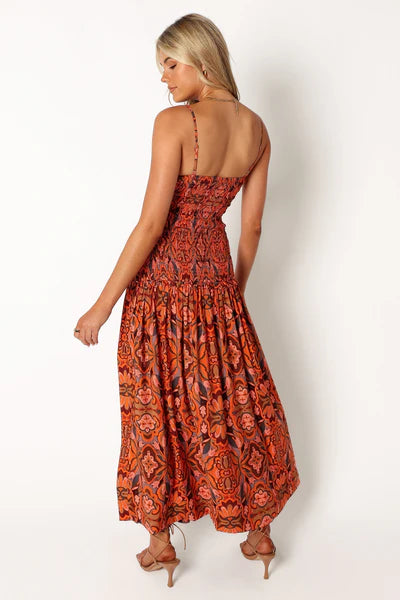 Cecil Midi Dress – Harvest Moon Floral Sweetheart Midi Dress