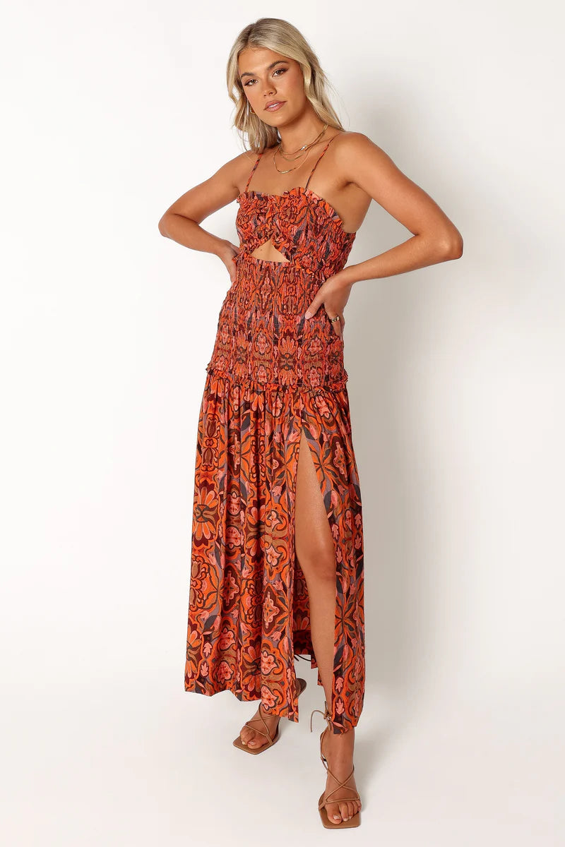 Cecil Midi Dress – Harvest Moon Floral Sweetheart Midi Dress