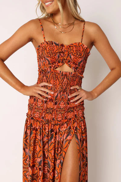 Cecil Midi Dress – Harvest Moon Floral Sweetheart Midi Dress