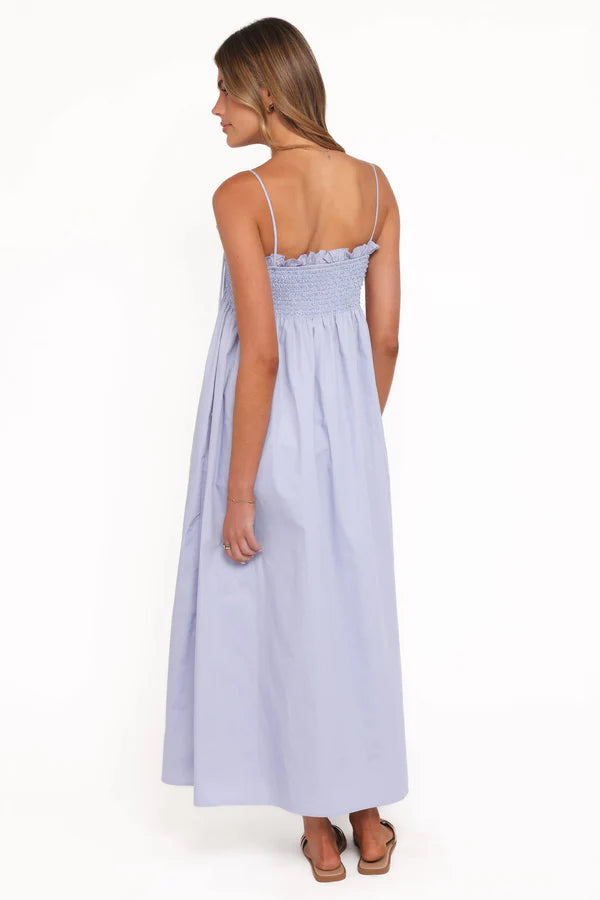 Josie Maxi Dress – Cornflower Blue Cotton Maxi Dress with Pockets