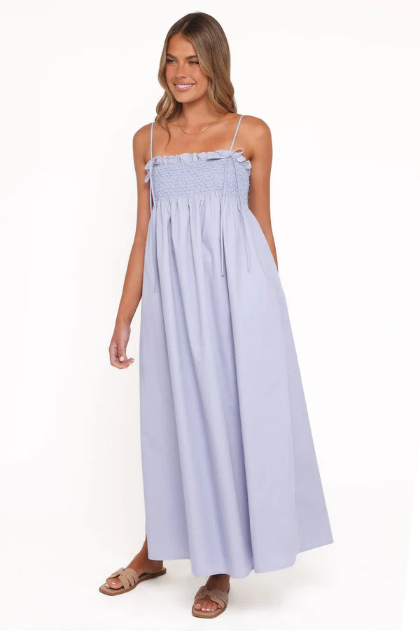 Josie Maxi Dress – Cornflower Blue Cotton Maxi Dress with Pockets