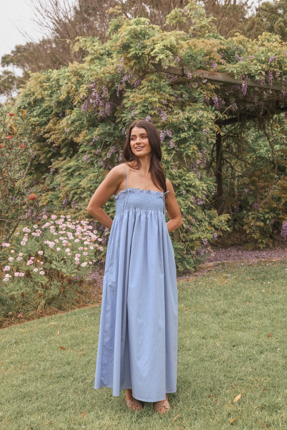 Josie Maxi Dress – Cornflower Blue Cotton Maxi Dress with Pockets