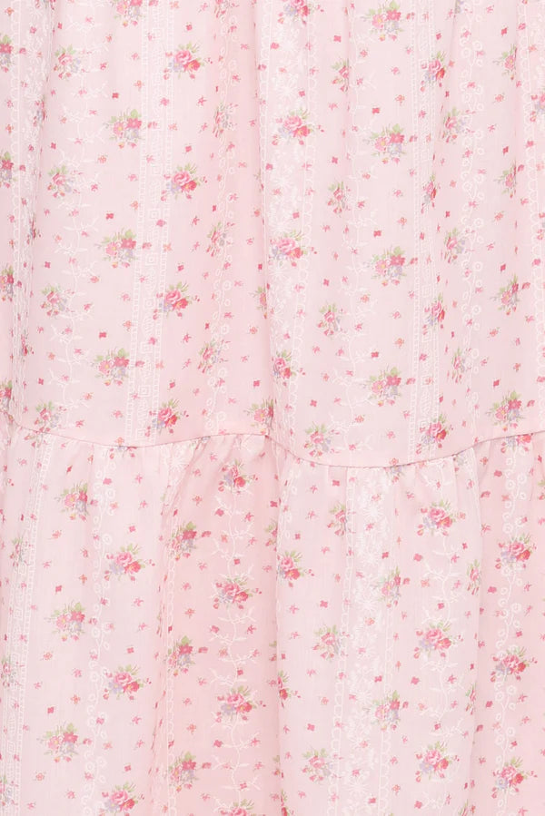 Kendra Maxi Dress – Pink Floral Romantic V-Neck Maxi Dress