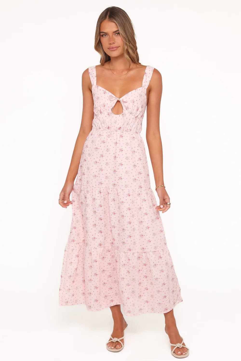 Kendra Maxi Dress – Pink Floral Romantic V-Neck Maxi Dress