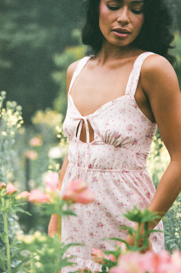 Kendra Maxi Dress – Pink Floral Romantic V-Neck Maxi Dress