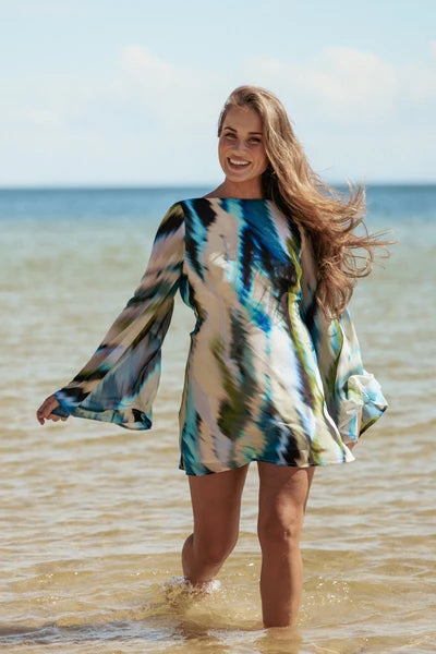Kimber Mini Dress – Mirage Print High Neck Mini Dress