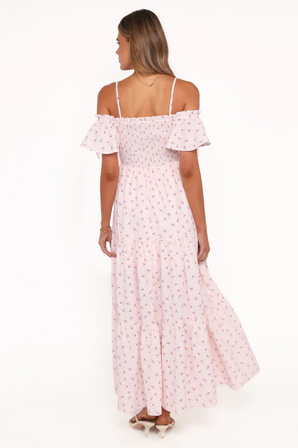 Lachay Maxi Dress – Pink Floral Square Neck Maxi Dress