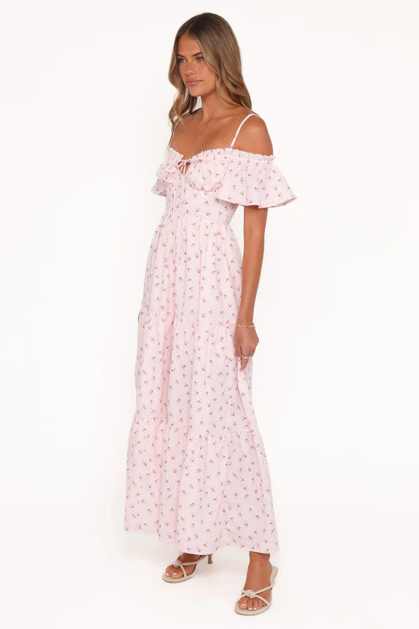 Lachay Maxi Dress – Pink Floral Square Neck Maxi Dress