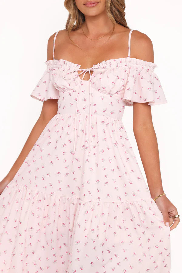 Lachay Maxi Dress – Pink Floral Square Neck Maxi Dress