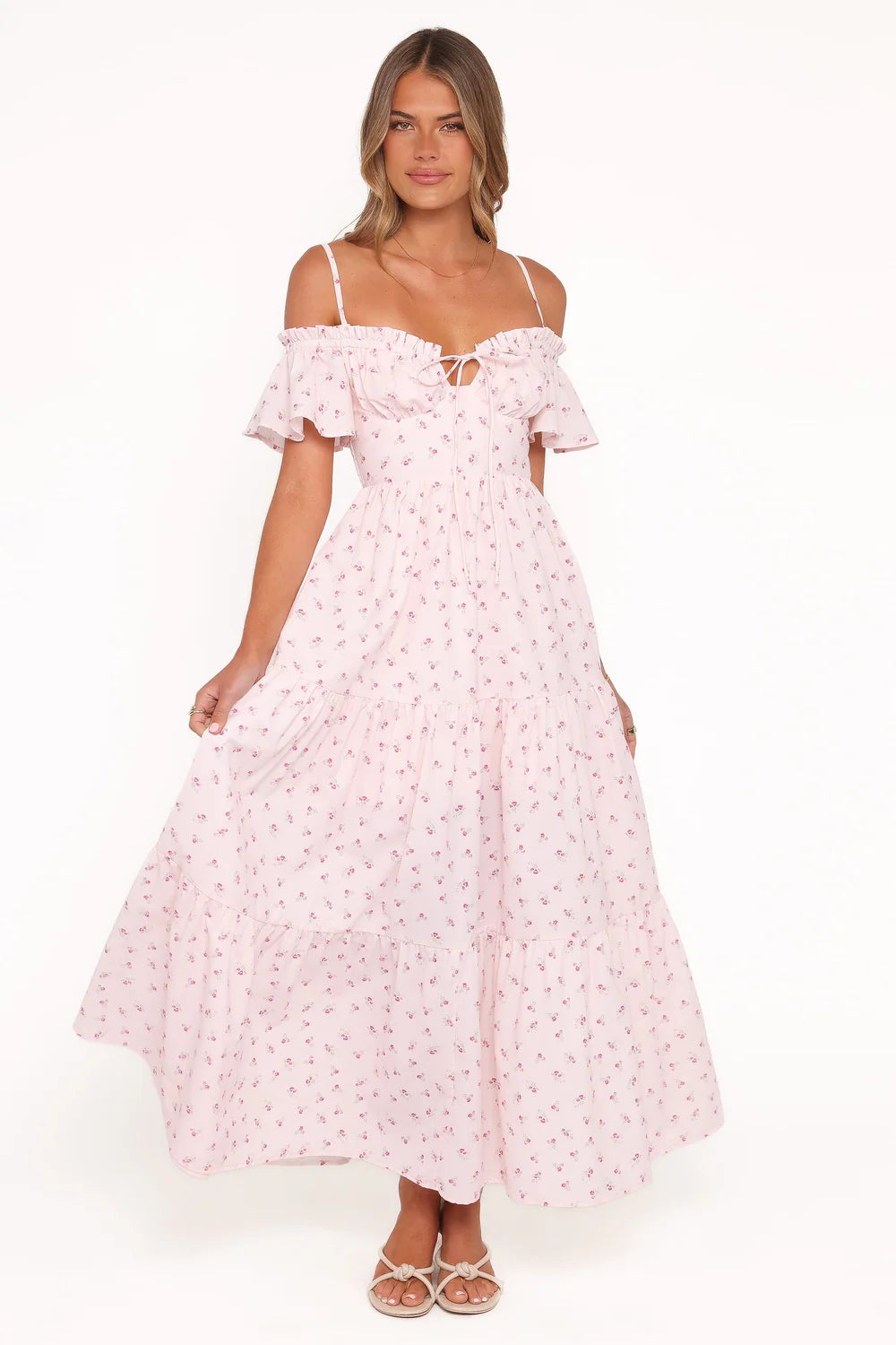 Lachay Maxi Dress – Pink Floral Square Neck Maxi Dress