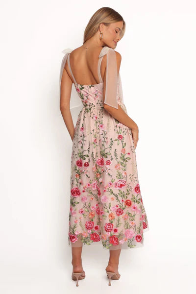 Mirabel Midi Dress – Multi Floral Sweetheart Neck Midi Dress