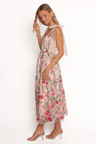 Mirabel Midi Dress – Multi Floral Sweetheart Neck Midi Dress