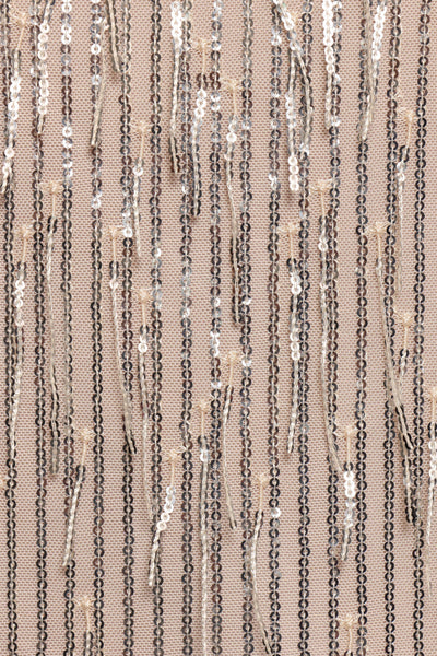 Serena Sequin Mini Dress – Nude & Silver Sequin Fringe Mini Dress