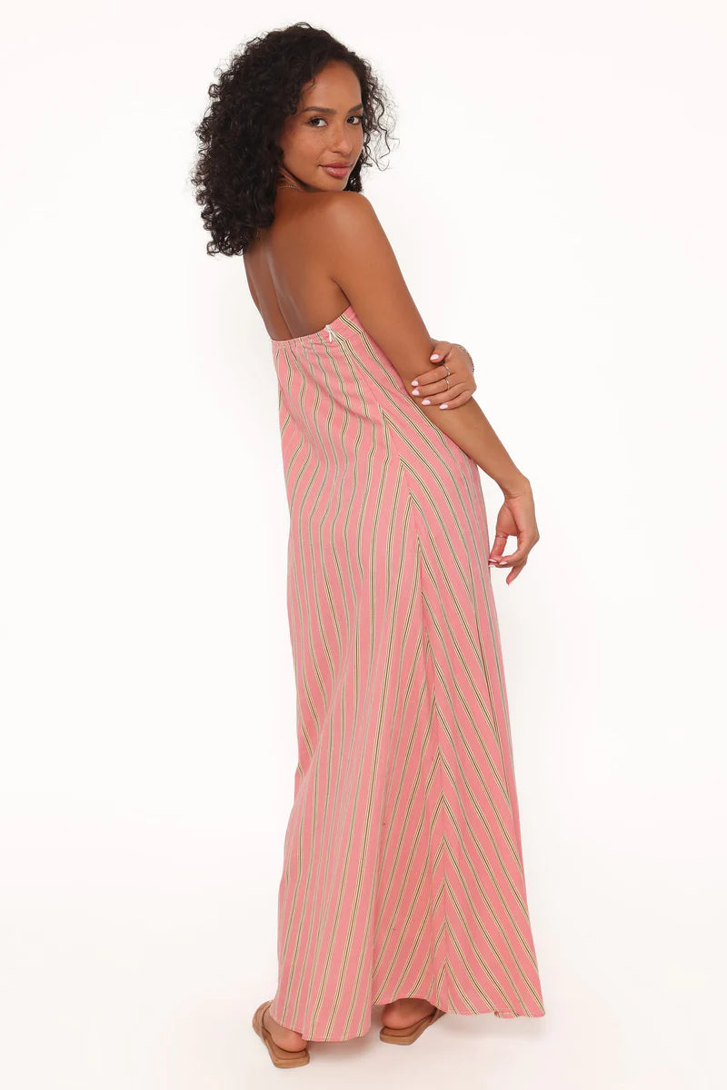 Soph Strapless Maxi Dress – Pink Stripe Cotton Strapless Maxi Dress