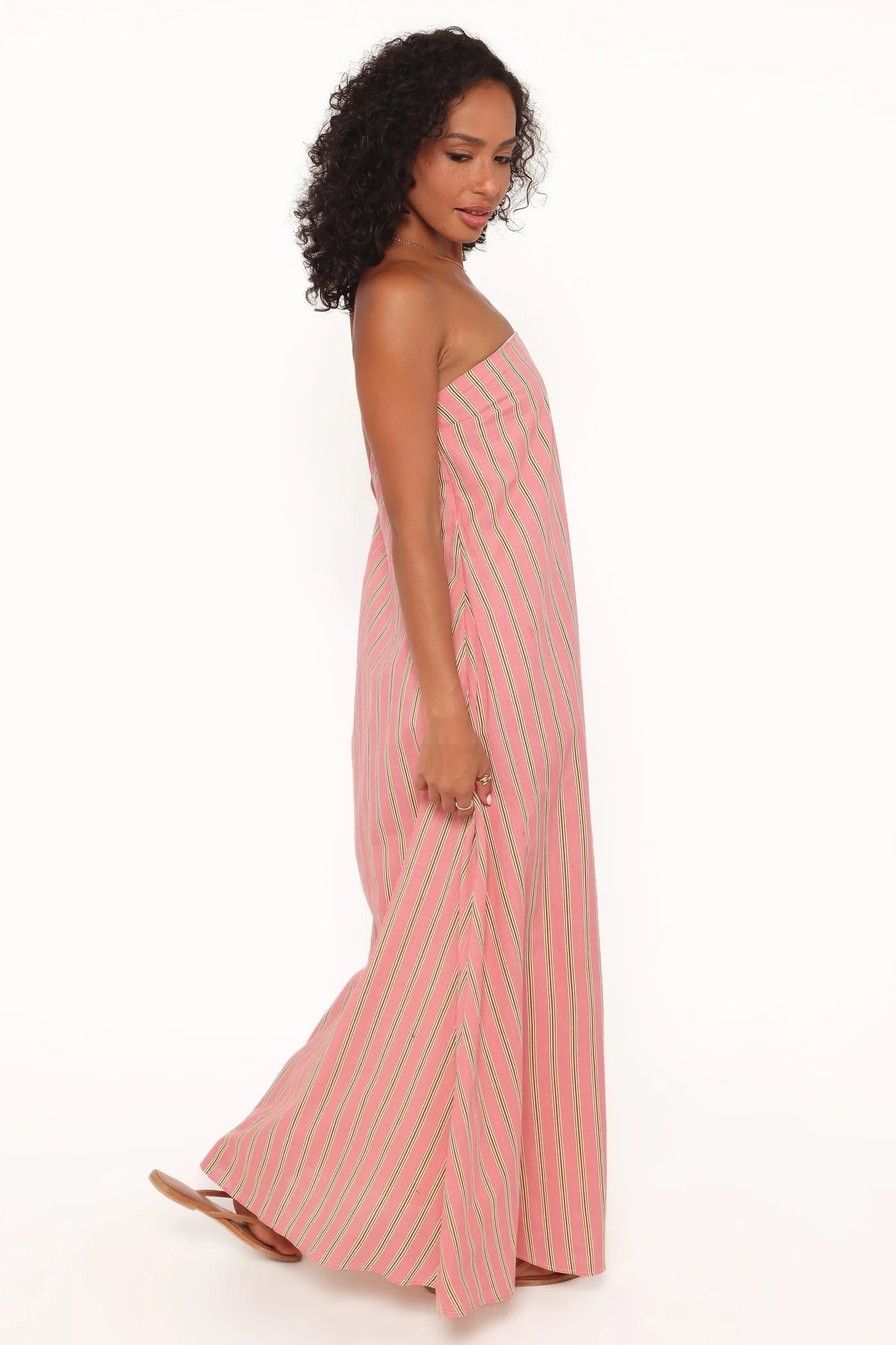 Soph Strapless Maxi Dress – Pink Stripe Cotton Strapless Maxi Dress