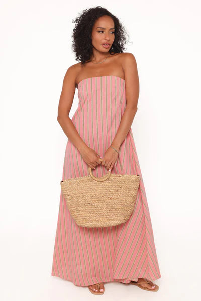 Soph Strapless Maxi Dress – Pink Stripe Cotton Strapless Maxi Dress