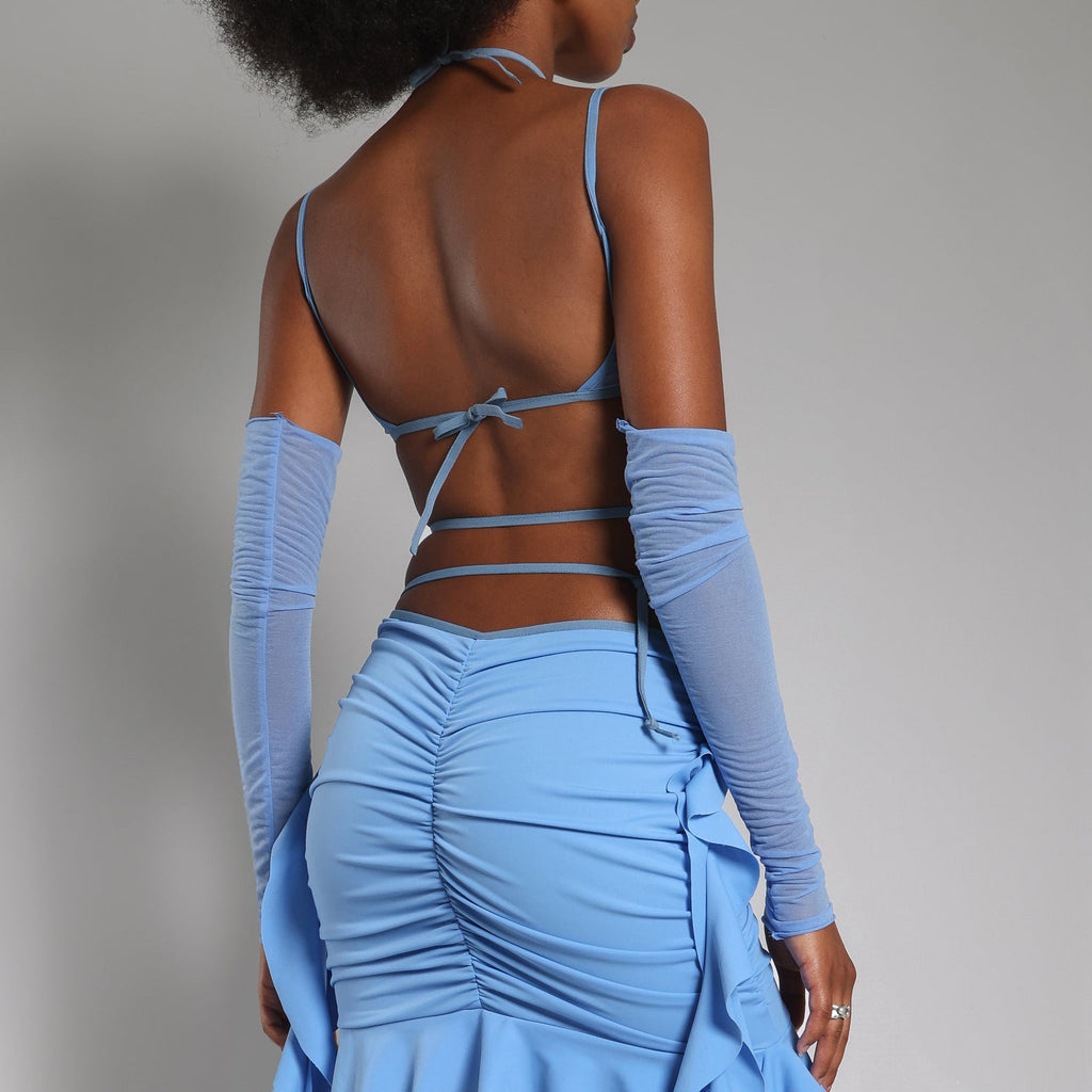 Blue Mesh Bralet & Gloves