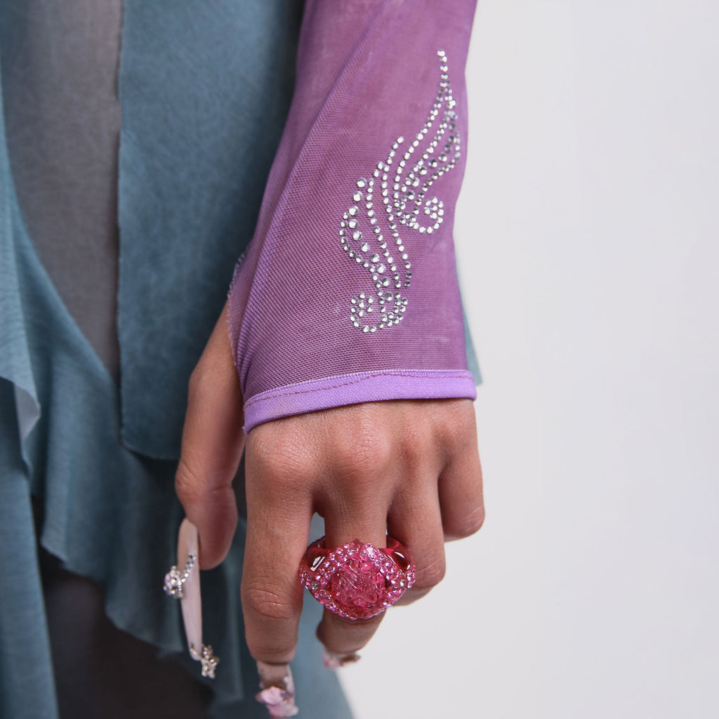 Purple Mesh Cut Out Bolero Sleeves