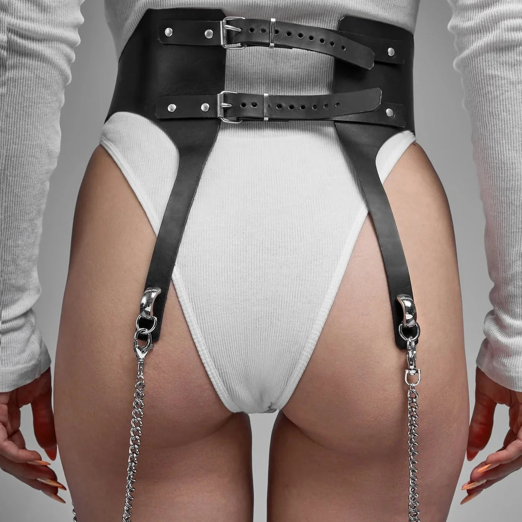 Leather Harness with Chains
