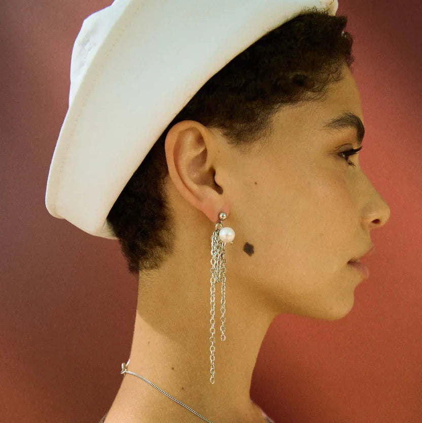 Pearl Chain Drop Earrings