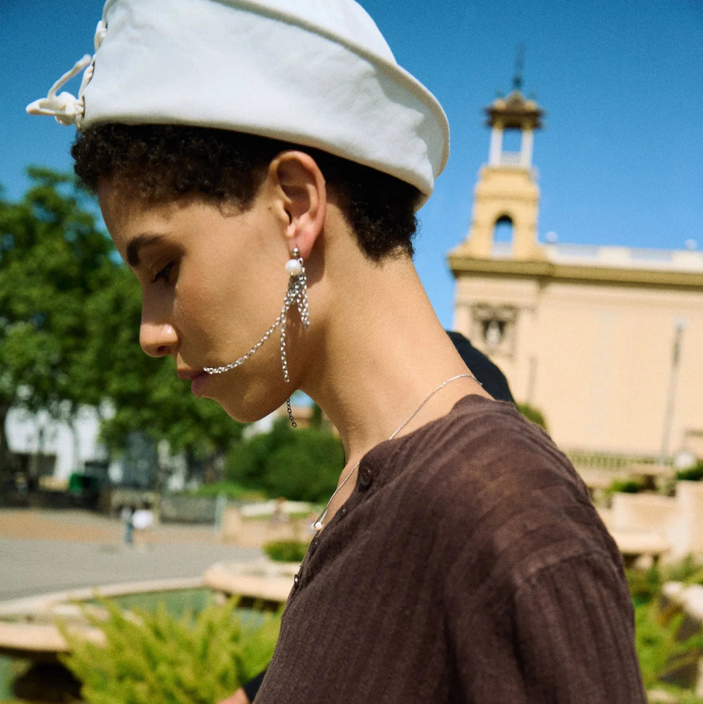 Pearl Chain Drop Earrings